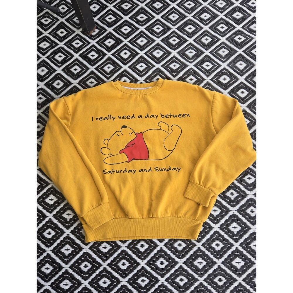 Winnie The Pooh Sweatshirt Disney Primark Cozy Yellow Pullover Womens Small 6-8